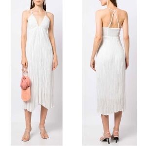 NWT A.L.C. Angelina Pleated Halterneck White Midi Dress Size 0